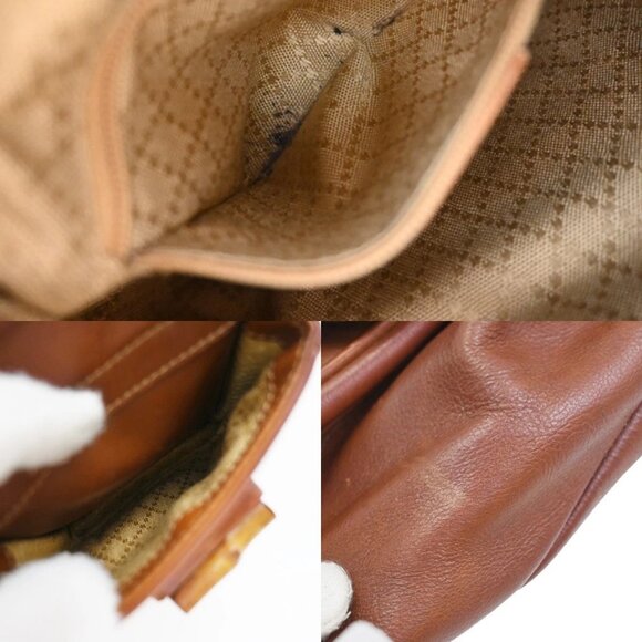 GUCCI Logo Bamboo Drawstring Mini Backpack Bag Leather Brown GHW Italy 38EG182 main image 4